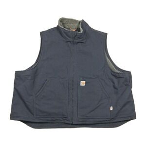Carhartt FR Vest‎ Navy Sherpa Lined Flame Resistant Workwear Full Zip Mens 4XL